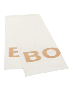 Boss Langwerpige uniseks sjaal met logo (Wit)