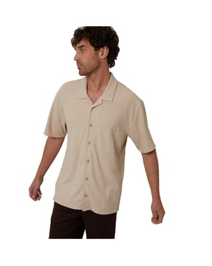 Threadbare Herenoverhemd van Selkirk met relaxte pasvorm (Steen)