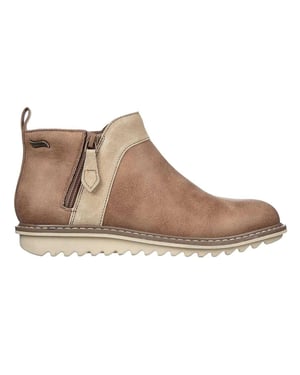 Skechers Suède enkellaarsjes voor dames met steun voor de voetboog (Paddestoel)