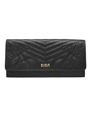 Biba Maxine Logo Leren Portemonnee (Zwart)