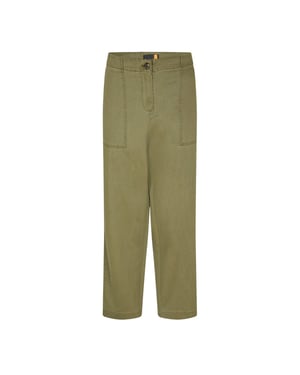 Timberland Chino's met zakken voor dames, van een linnenmix, in een recht model (Bladgroen)
