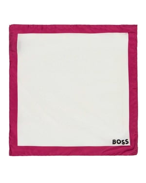 Boss Pocketdoekje met rand (Wit/Fuchsia)