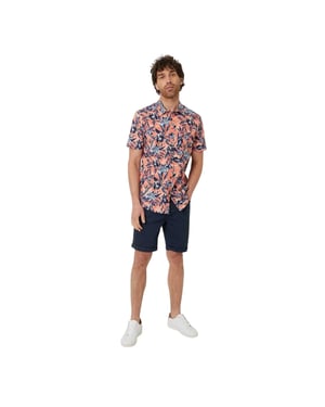 Threadbare Mannen Latham Bloemen Regular Shirt (Perzik)