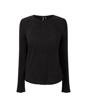 Pieces Dames/Dames Crew Hals Relaxed Fit Blouse met Lange Mouwen (Zwart)