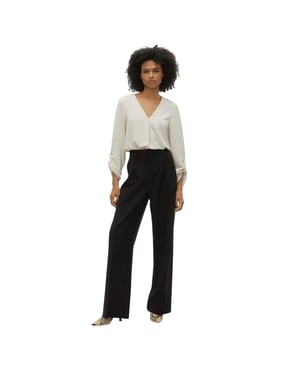 Vero Moda Damesblouse met V-hals en lange mouwen (Puimsteen)