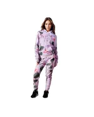 Hype Dames Geweven Scribble Lichtgewicht Tapered Joggers (Lila)