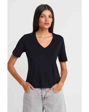Dames Katoenen V-Hals T-shirt