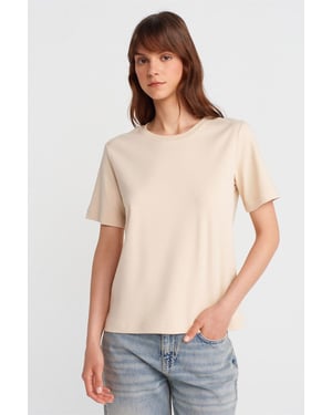 Dames Katoenen Crew Neck T-Shirt