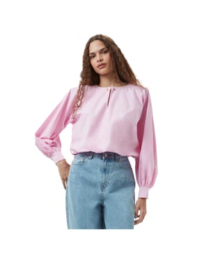 French Connection Dames/Dames Cambria Keyhole Ballonmouw Blouse (Bubblegum Roze)