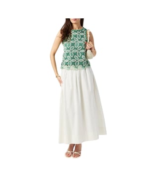 Vero Moda Damesblouse met kanten rand, ronde hals en zonder mouwen (Berk)
