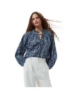 French Connection Dames/Dames Gebloemde Relaxed Fit Blouse (Marine Bloemen)
