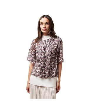 French Connection Dames/Dames Elysian Bloemen Strikhals Pofmouw Blouse (Blush Roze)