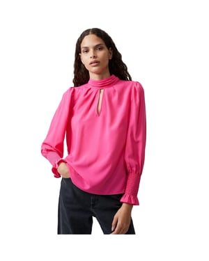 French Connection Dames/Dames Reguliere Blouse met Hoge Hals (Lichtgevend Roze)