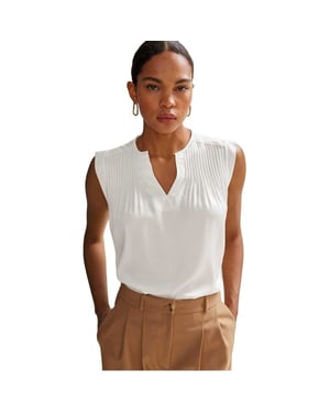 Boss Dames/Dames Pintuck Notch Hals Regular Blouse (Wit)