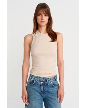 Katoenen Geribde Crop Cami