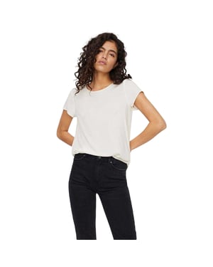 Vero Moda Damesblouse met ronde hals en korte mouwen (Sneeuwwitje)