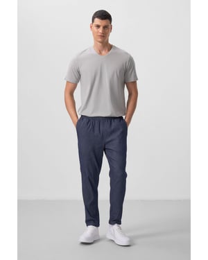 Heren Chino's met rechte pijpen van gabardine