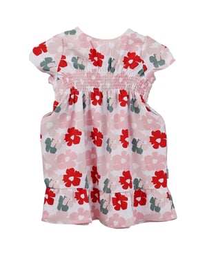 Trespass Meisjesjurk met bloemenprint en smockwerk (Rood)