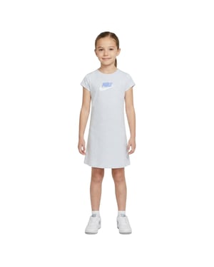 Nike Meisjes Swoosh Korte Mouwen T-Shirt Jurk (Grijs)