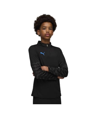 Puma Kinder-top met kwartritssluiting van drillstof (ZWART/BLAUW)