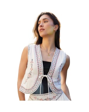 Threadbare Dames Geometrisch Patroon Vest (Crème)