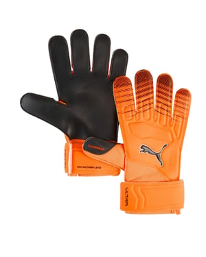 Puma Ultra Play Neon-keepershandschoenen voor kinderen (Oranje/zwart)