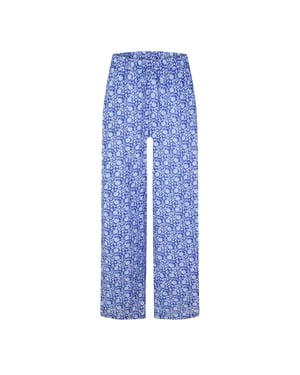 Vero Moda Damesbroek van Lycra met bloemenprint en wijde pijpen (Dresden Blauw)