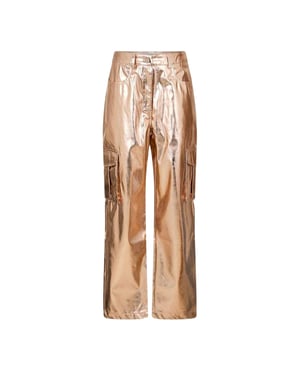 AmyLynn Cargo-broek met rechte pijpen en metallic-effect voor dames (Roze Goud)