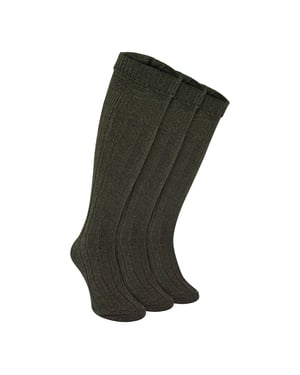 3-pack heren wollen kilt sokken | Knielang omgeslagen manchet warme lange sokken