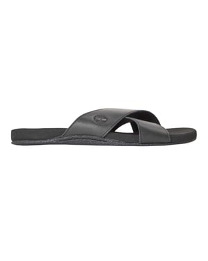 Timberland Leren slippers met gekruiste bandjes voor heren – Seaton Bay (Jet Zwart)