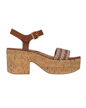 FitFlop Eloise leren plateausandalen voor dames (Tan)