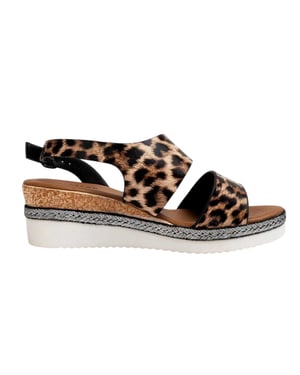 Firetrap Dames Ella Backstrap Wedge Sandalen (Leopard)