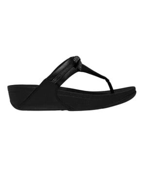 FitFlop Dames Lulu Glitter Strik Leren Tussenstuk Wedge Sandalen (Zwart)