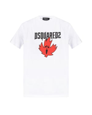 DSquared2 Heren Ghost Maple Leaf Cool Fit T-Shirt (Wit)