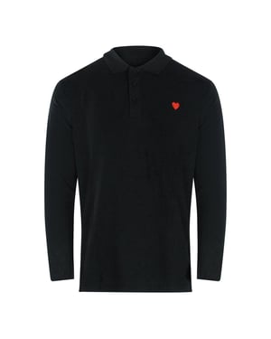 Love Moschino Heren Hart Katoenen Poloshirt Met Lange Mouwen (Zwart)