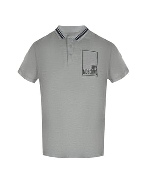 Love Moschino Heren Box Logo Katoenen Poloshirt (Grijs)