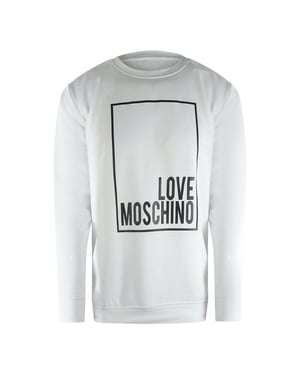 Love Moschino Heren Box Logo Sweatshirt (Wit)