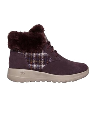 Skechers Go Joy Tartan suède sportschoenen voor dames (Bourgondië)
