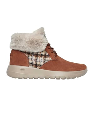 Skechers Go Joy Tartan suède sportschoenen voor dames (Tan)