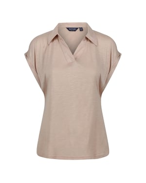 Regatta Dames Effen V-Hals Korte Mouwen Polo Shirt (Sesam)