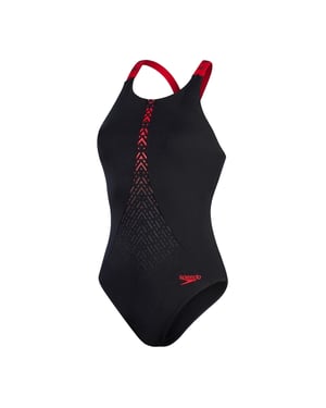 Speedo Azteeks eendelig zwempak voor dames (Zwart, Rood)