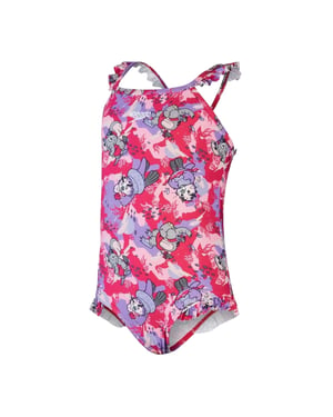 Speedo Meisjeszwempak met ruches en dierenprint (Roze)
