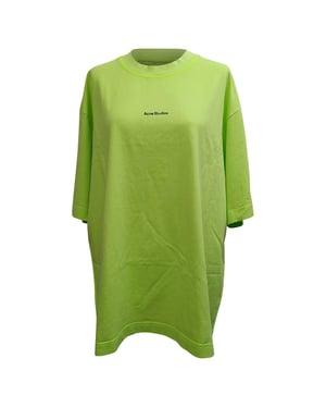 Acne Studios Erin Stamp T-shirtjurk van katoen in neon groen