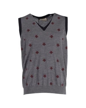 Gucci Bee & Star sweatervest in grijze wol