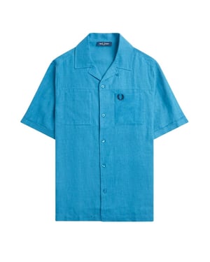 Fred Perry Heren Runaway Linnen Overhemd (Oceaan Blauw)