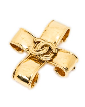 CC Cross Brooch Pin   Broche