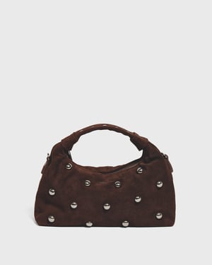 Dandy Rivet Suede Chocolade Tas