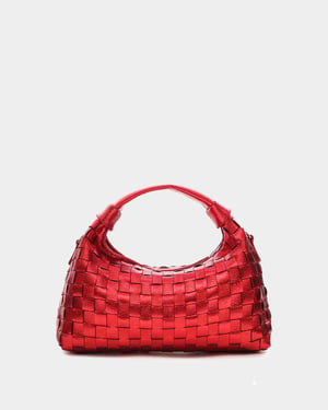 Dandy gevlochten Metallic Felrood Tas