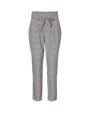 Vero Moda Dames Geruite Paperbag Petite Broek (Grijs)