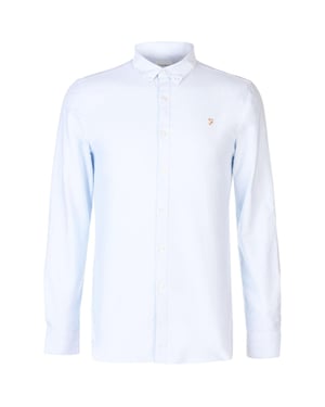 Farah Vintage Oxford-overhemd met lange mouwen en knoopsluiting voor heren (Hemelsblauw)